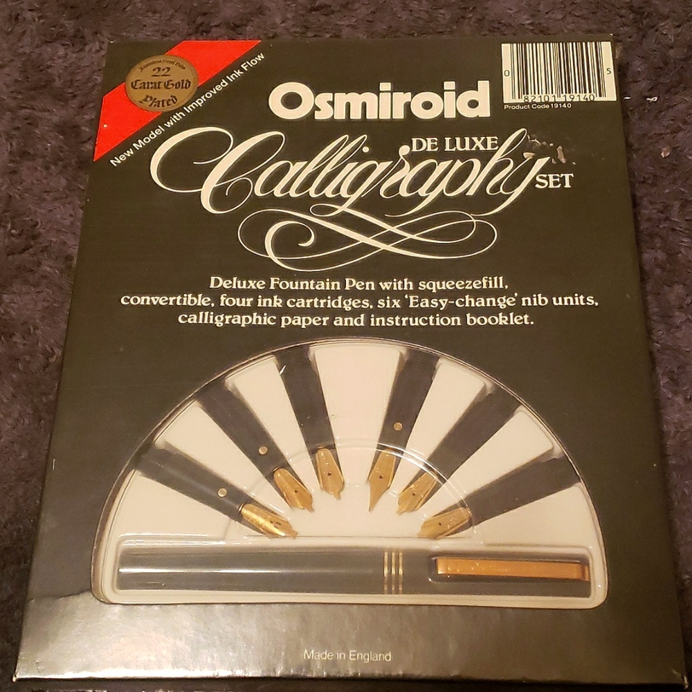 Osmiroid de luxe CALLIGRAPHY SET WITH 6 22K PLATED NIBS
